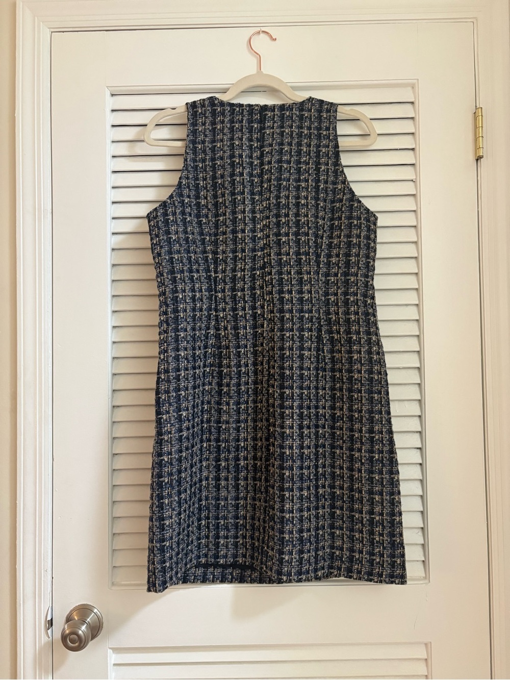 J.Crew Navy & Cream Tweed Sleeveless Shift Dress Size 6 NWT - Picture 3 of 7